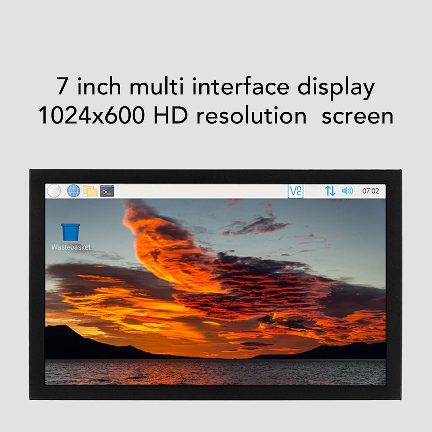 Diyeeni 7Inch Portable Monitor, 1024 * 600P HDMI VGA AV Second External Monitor for Laptop PC, for Raspi for Jetsonnano, Gaming Display, Full Viewing Angle image number 1