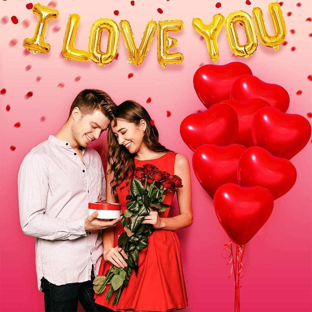 50 Pcs Red Heart Balloons, 10In Latex Heart Shape Balloons, for Valentines Day, Wedding,Proposal, Wedding Anniversary Party Decoration. image number 3