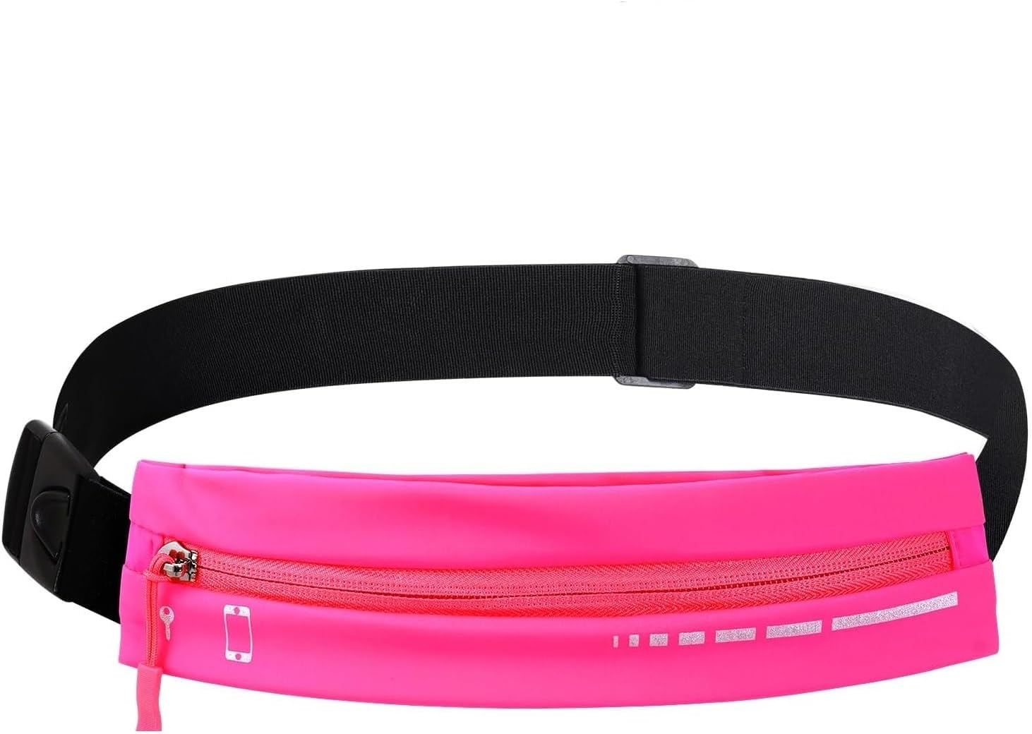 Slim Running Belt for Women Men, Water Resistant Runners Fanny Pack, Adjustable Waist Pouch, Reflective, Pink