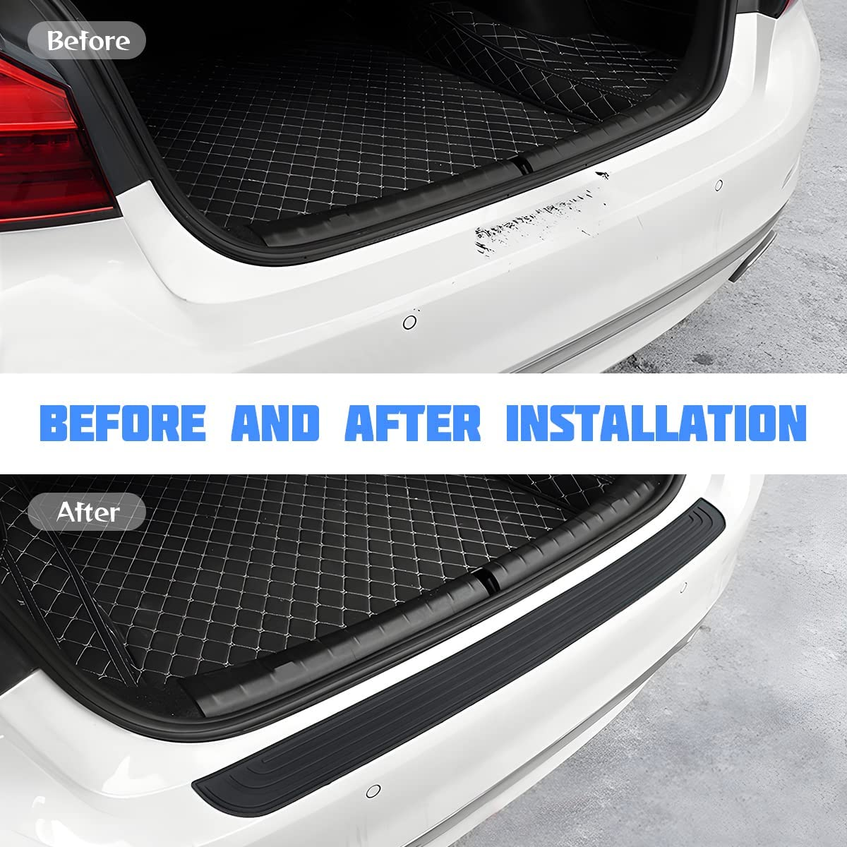 Car Rear Bumper Protector Guard, Anti-Scratch Abrasion Rubber Trunk Door Entry Sill Non-Slip Vehicle Trim Cover Protection Strip, Accessories for Most Cars and SUV (Black/40.9''X3.5'') 062 image number 2