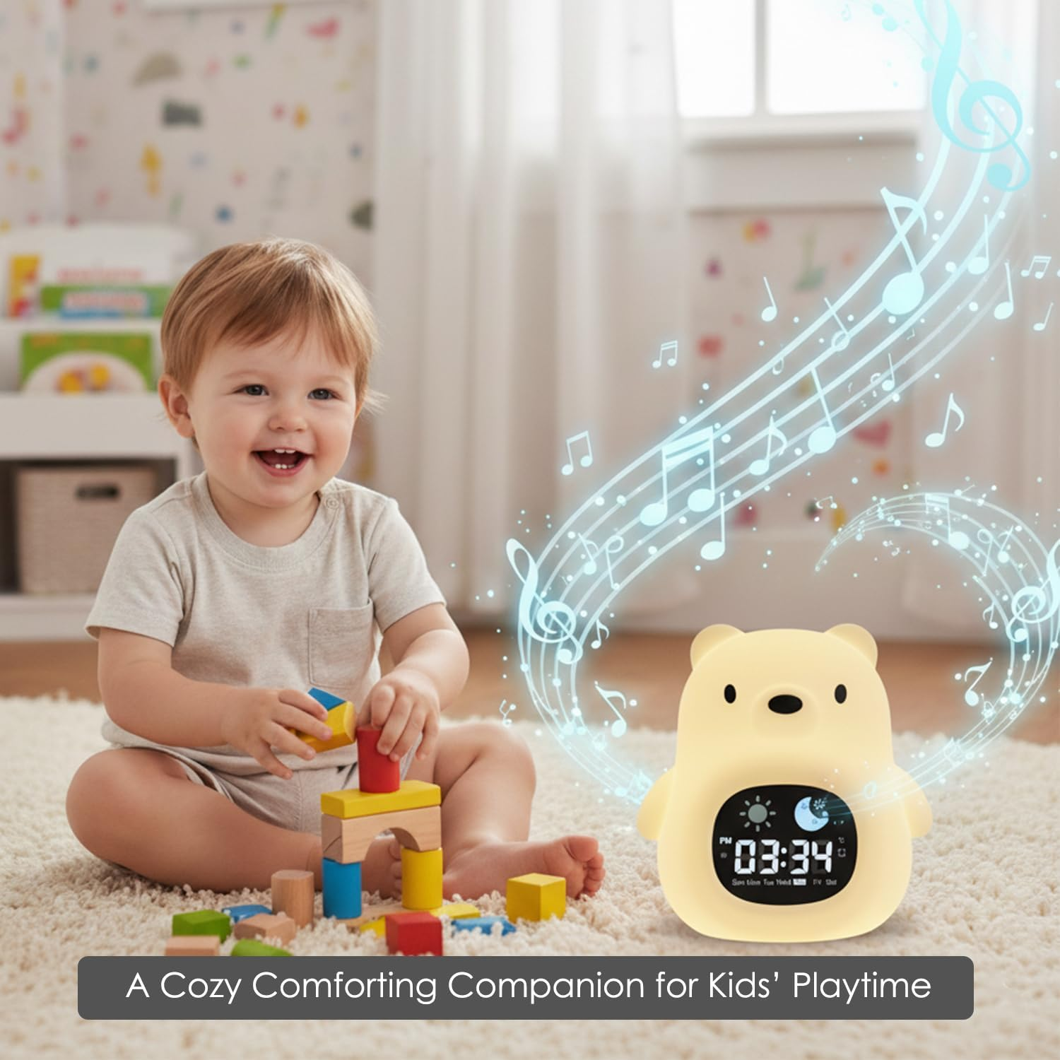 Home.X Cubbi Sleep Trainer Night Light for Kids Gen.2 - Clock Learner Alarm Clock with Wake-Up Light, Sleep Mode, Music & White Noise Soother, Tap Control Colors, Soft Silicone, Rechargeable Sleep Aid image number 1