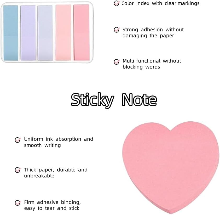 Mini Office Supply Kit, Mini Desktop Office Stationery Includes Stapler, Mini Stapler, Nail Starter, Paper Clips, Dovetail Clips, Tape Cutter, Sticky Notes, Scissors (Pink) image number 4