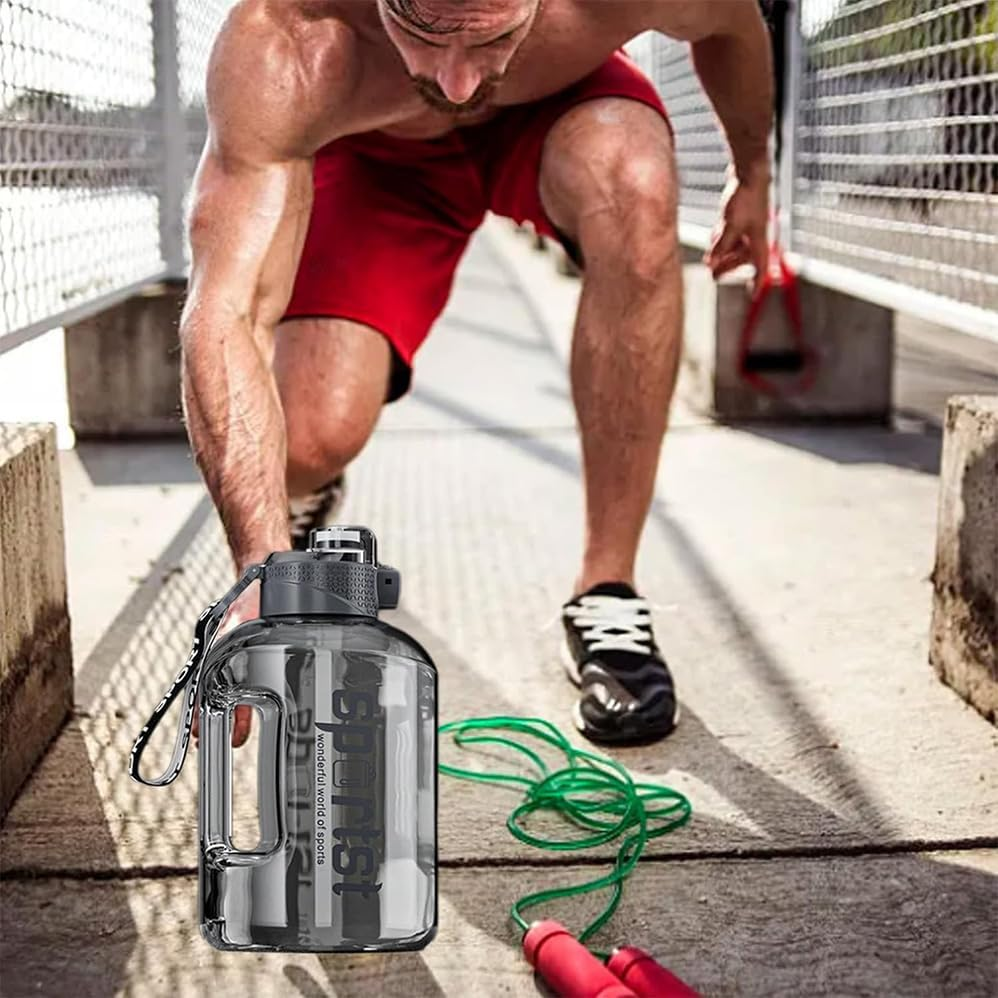 Betterlifewj 1.7L Water Bottle, Two Large Capacity Water Bottles, Gray Water Bottle with Straw, Perfect for Sports, Fitness, Travel image number 5