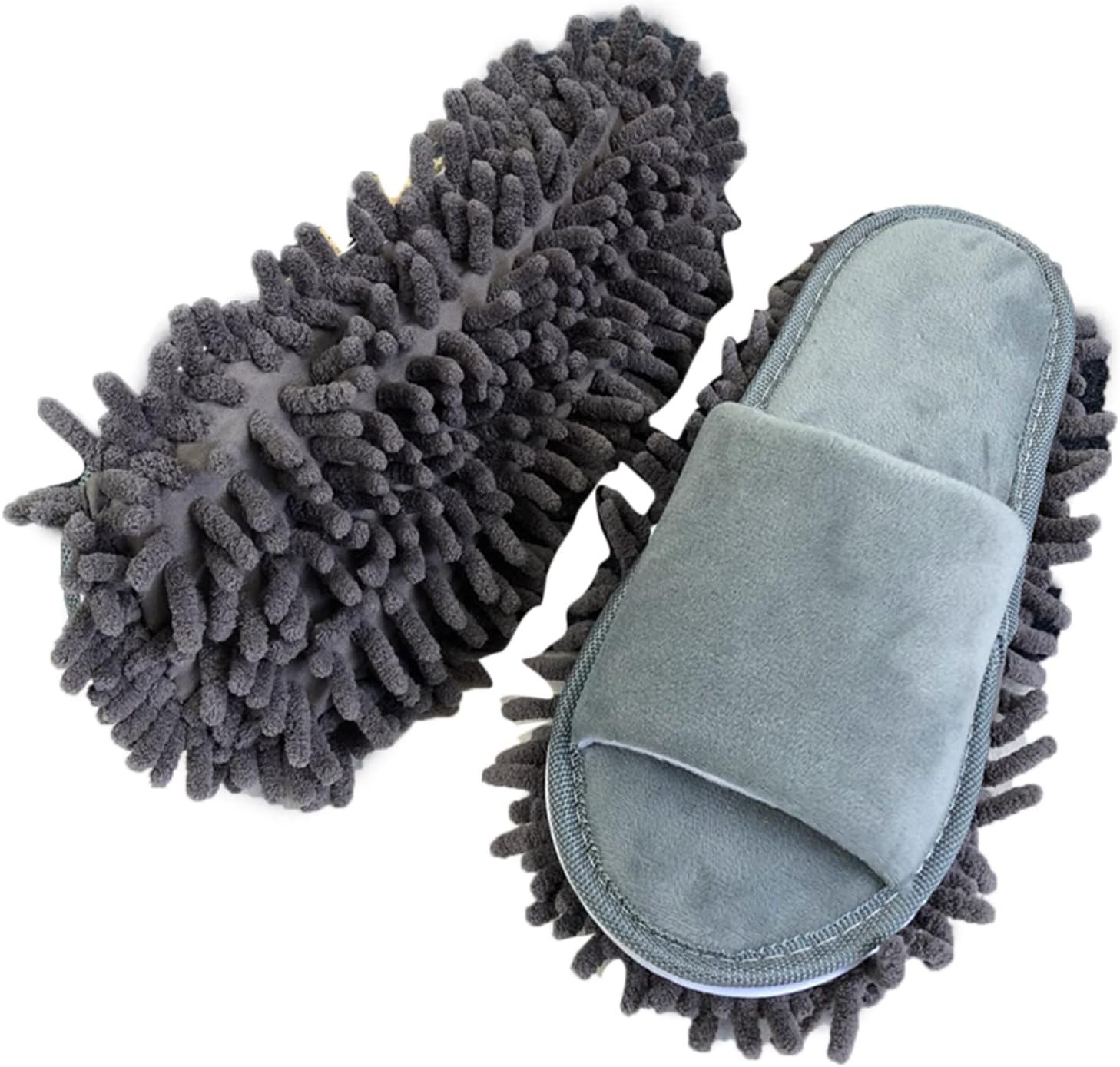 Zerodis Mop Floor Slippers, Microfibre Lazy Open-Toed Mop Slippers, Cleaning Shoe Cover with 6 Mm Wide Fasteners for Removing Dust, Dirt and Hair at Home image number 1