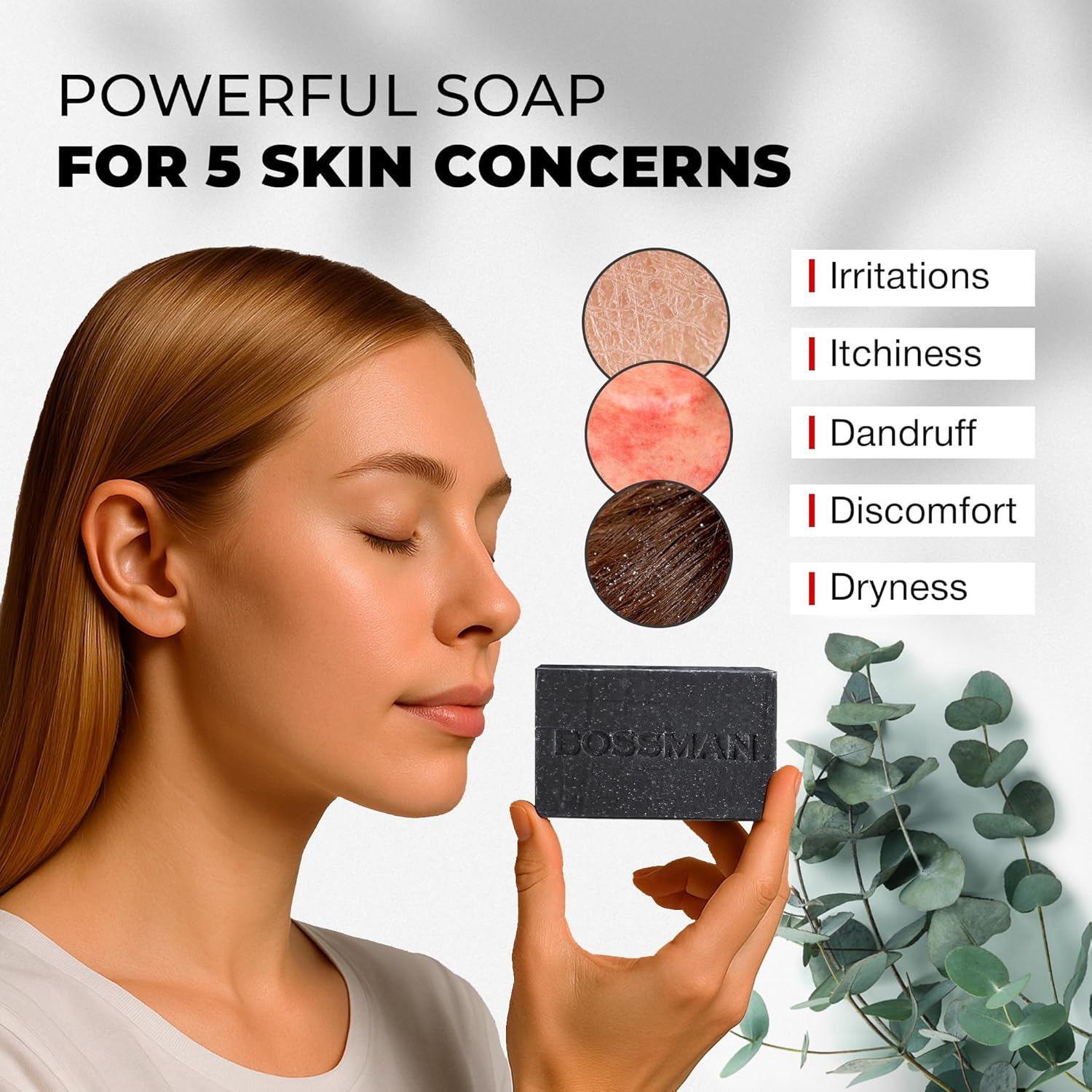 Bossman 6-Pack 4-In-1 Charcoal Soap Bar (4 Oz) &ndash; Bar Soap for Men &ndash; All-Natural Beard Wash, Shampoo, Body Wash & Shaving Solution &ndash; Lavender & Patchouli Scent image number 5