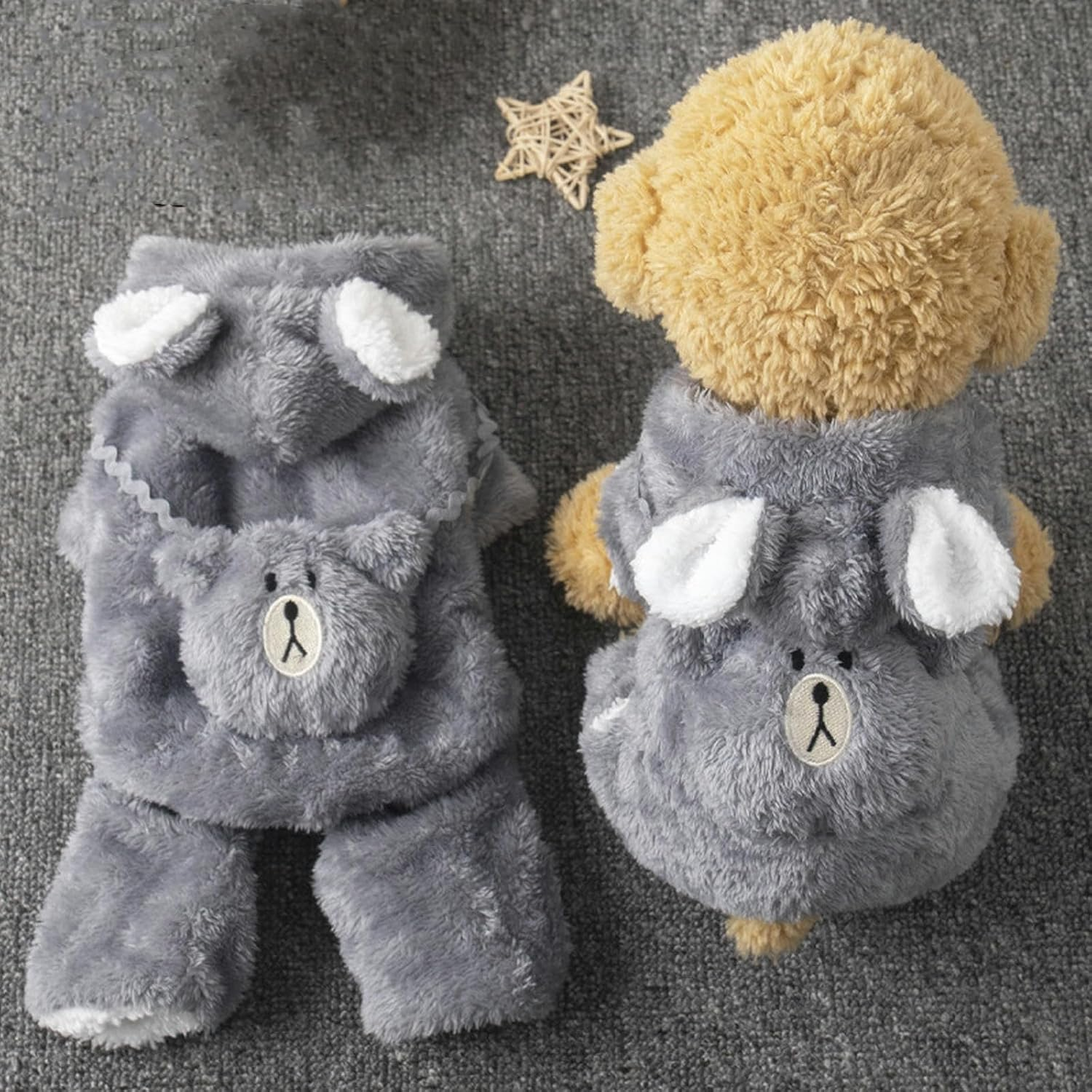 UOSIA Dog Winter Coat with Hood Long Sleeve Dog Sweater for Cold Weather Fleece Dog Thermal Bodysuit Dog Snowsuit for Small Medium Dogs image number 3