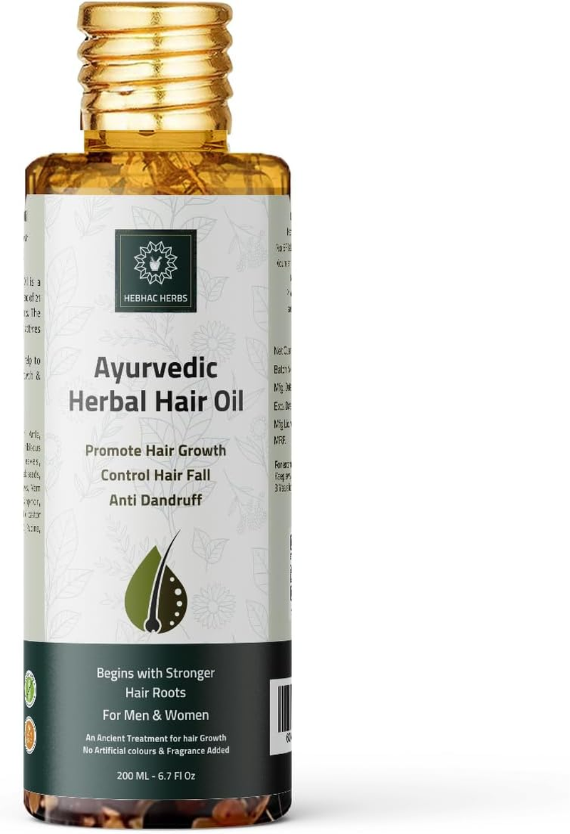 Ayurvedic Herbal Hair Oil Made with 21 Ayurvedic Herbs, Multipurpose Dandruff, Hair Fall (200Ml) Traditional Herbal Hair Oil for Men and Women image number 3