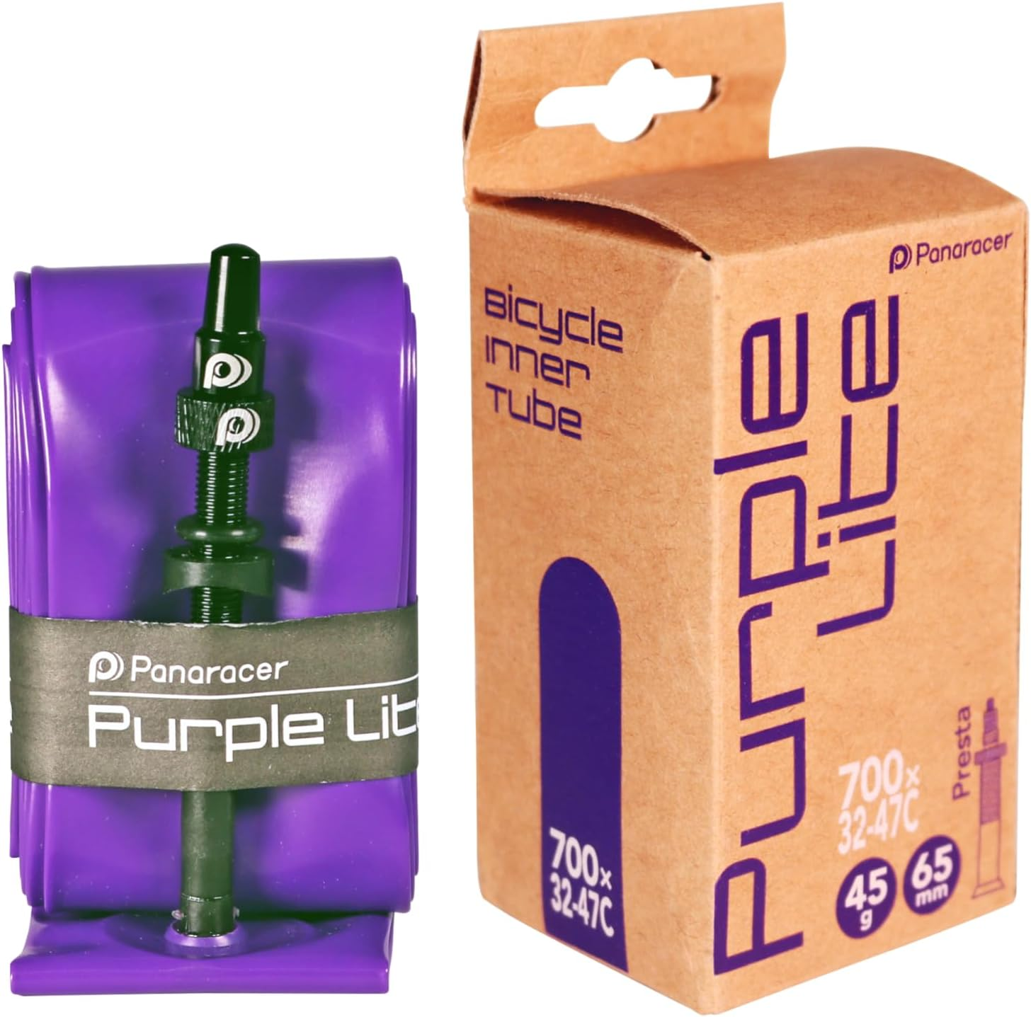 Panaracer Purple Light TPU Tube, 27.6 X 0.9-1.2 Inches (700 X 23-32 C), 32-47C, Presta Type, 2.6/3.3 Inches (65/85 Mm), Metal Bulb, Ultra Lightweight image number 1
