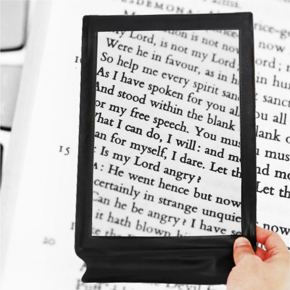 Magnifier Sheet A4 Full Page Magnifier,Portable Reading Magnifying Glass with Black Frame for Reading Small Prints(1 Pack)