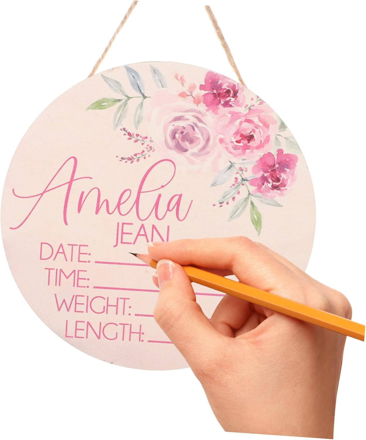 2Pcs Name Announcement Sign for Nursery Wooden Birth Announcement Board for Girls image number 2