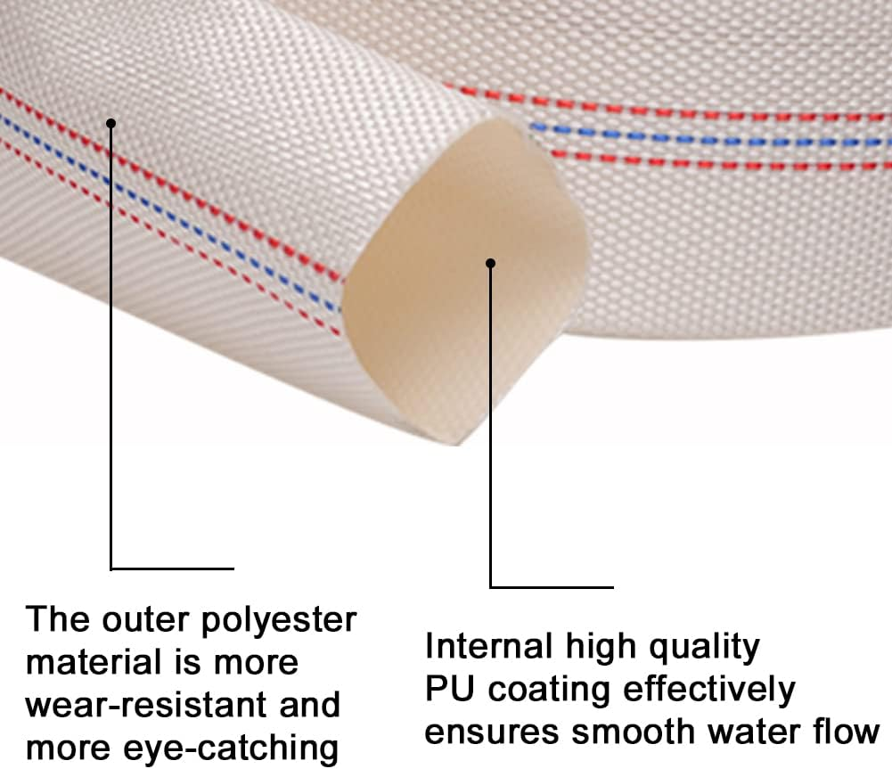 Eoiips 2.5 Inch X 26.2 Feet Length Swimming Pool Backwash Hose, PVC Lay-Flat Garden Hose Water Discharge Hose with Adjustable Hose Clamp for Patio Garden Lawn Irrigation & Swimming Pool