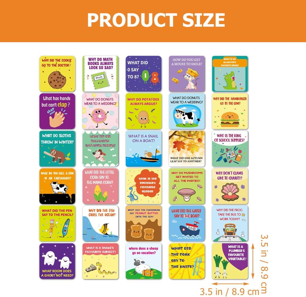 Cabilock Lunch Box Cards Lunchbox Notes: 60Pcs Cartoon Joke Cards for Kids Fun Inspirational Motivational with Reward Stickers for Parties Schools image number 2