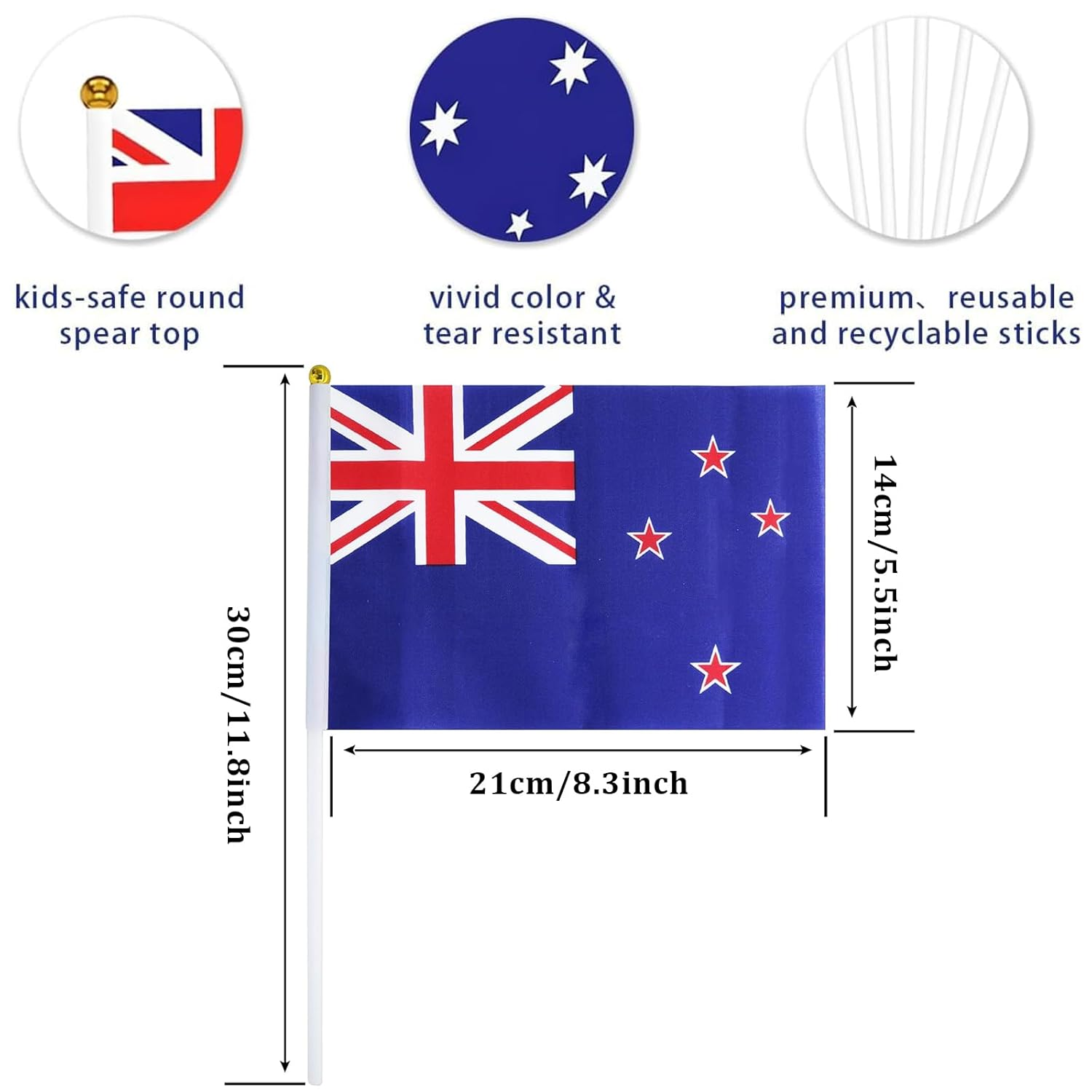 Handheld Australian Flag,Yqqzq 24Pcs Vivid Color and Fade Resistant Handheld Mini Flag image number 4