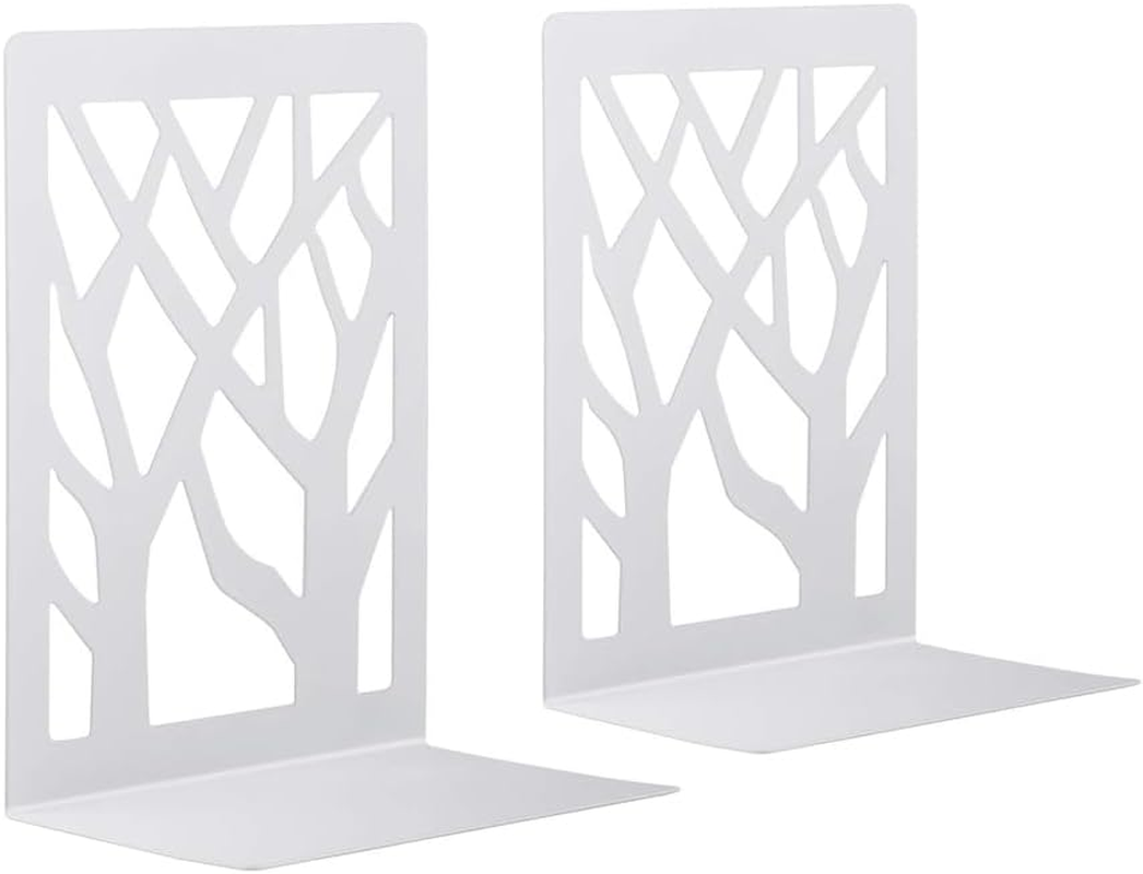 1 Pair Heavy Duty Metal Bookends Decorative Book Ends Holder Stationery Supplies, Non-Slip, Perfect for Office and Home Decor, 6.9X4.7 Inches