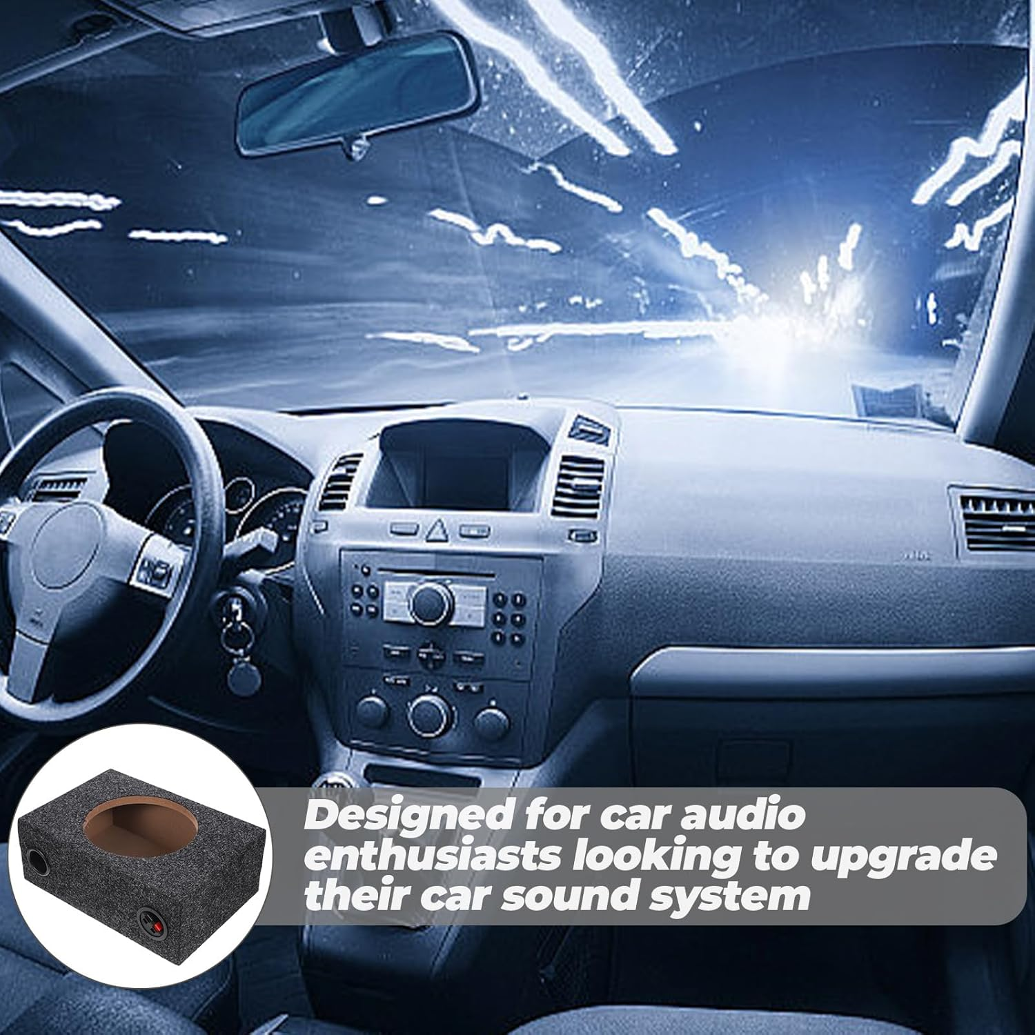 ULTECHNOVO 8In Car Ported Subwoofer Box, Speaker Enclosures, Wooden Car Box Speaker Cabinets with Sound-Absorbing Cotton Carpeted Finish for Great Sound Quality for Home, Vehicle image number 4