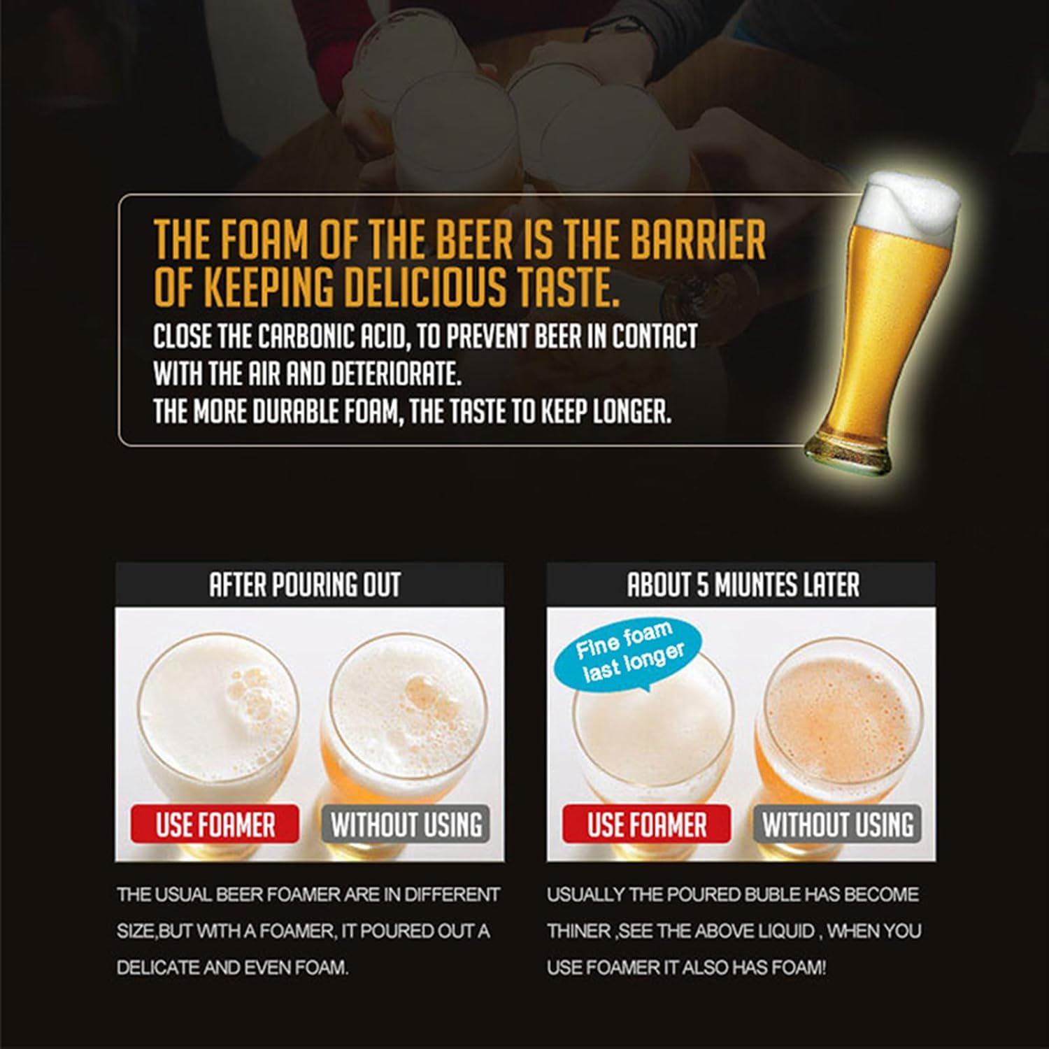 Ultrasonic Wave Canned Beer Foamer Machine, Beer Milk like Foam Frother Handheld Size,Portable Drink Mixer, Fun Beer Accessories Kitchen Gadgets for Men - Green image number 3