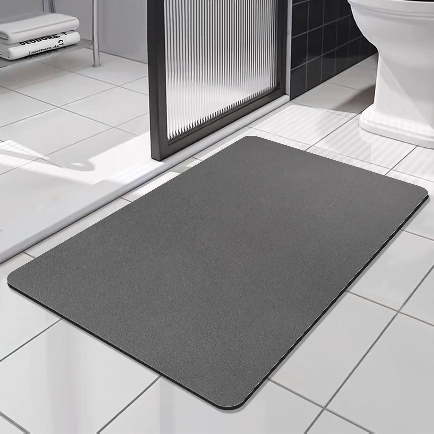 Bath Rugs Quick Dry, Super Absorbent Quick-Dry Bathroom Rug | Non-Slip Rubber Backing, Soft Floor Mat for Bathroom & Shower (Dark Grey, 40X60Cm)