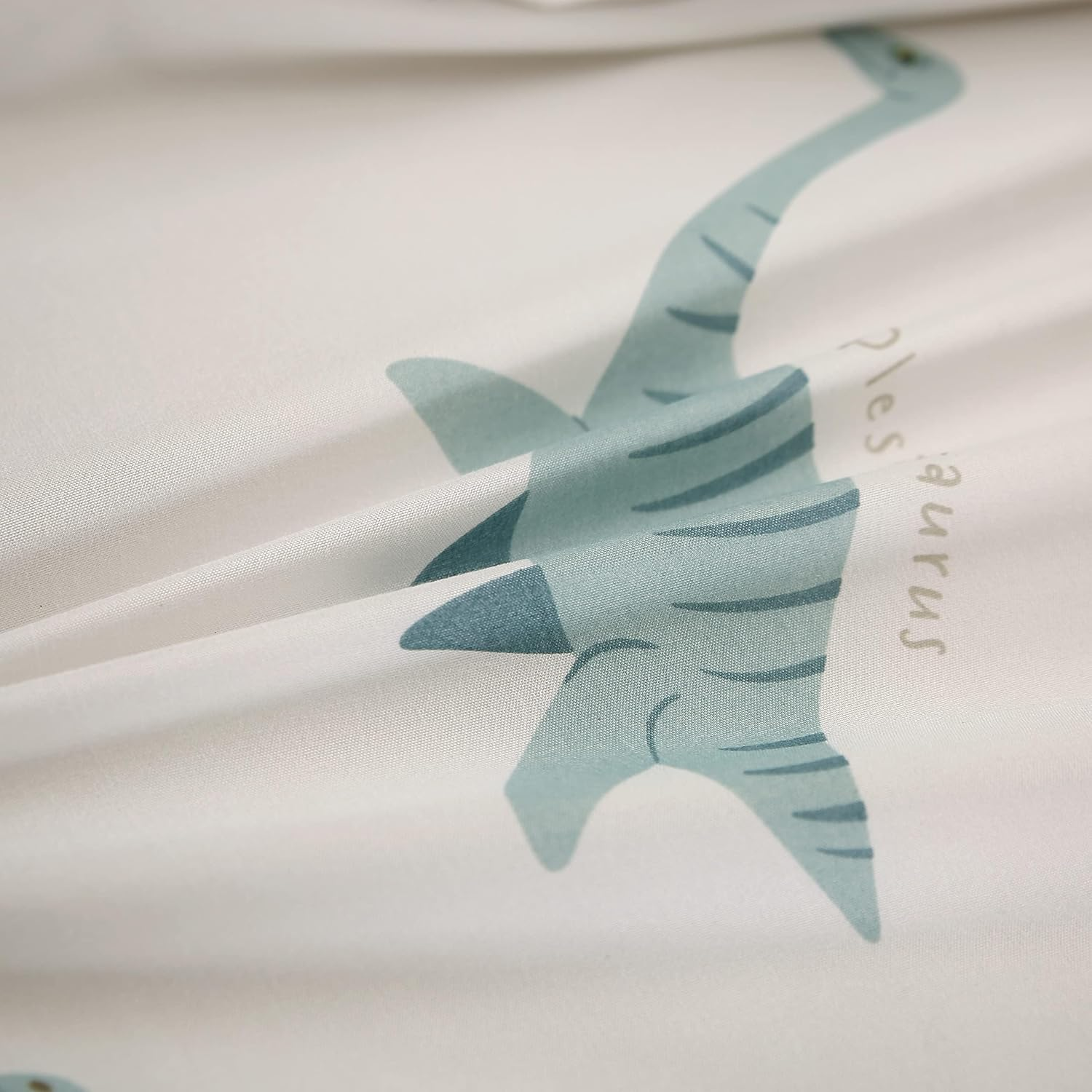 MAG 3PCS White Dinosaur Queen Size Bedding Sheet Sets Included 1*Fitted Sheet and 2 Pilowcase for Kids, Boys and Girls (Queen, White) image number 4