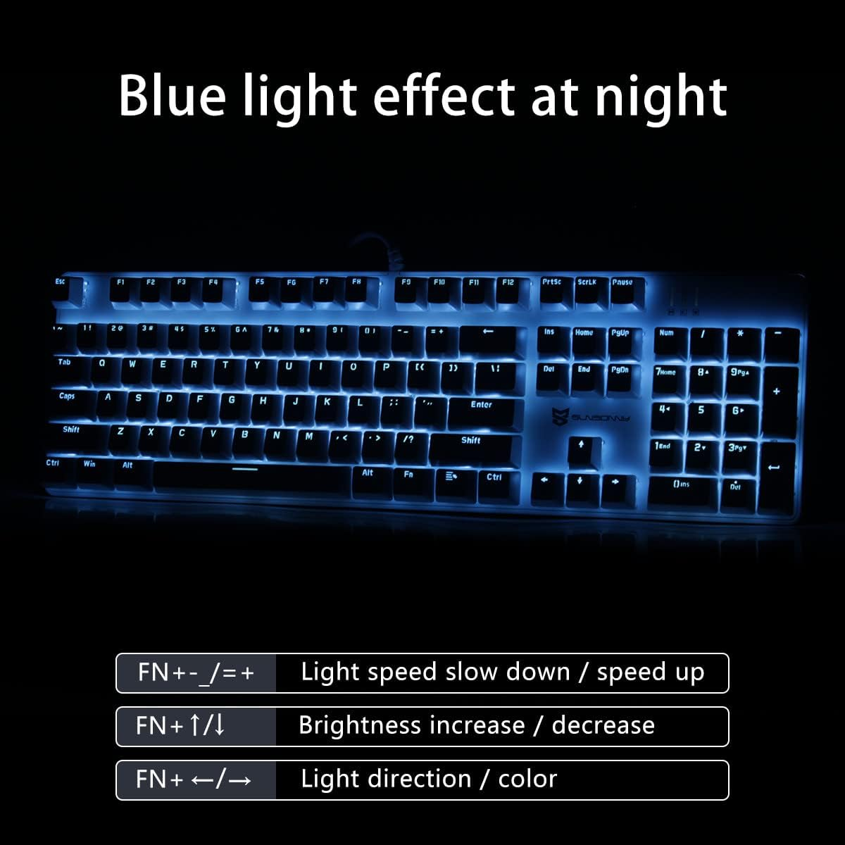 Mechanical Gaming Keyboard | Hot Swappable Mechanical Keyboard | Ice Blue Backlit Keyboard with Brown Switches and 104 Keys | Wired Gaming Keyboard | Mechanical Keyboard, PC Gaming Keyboards