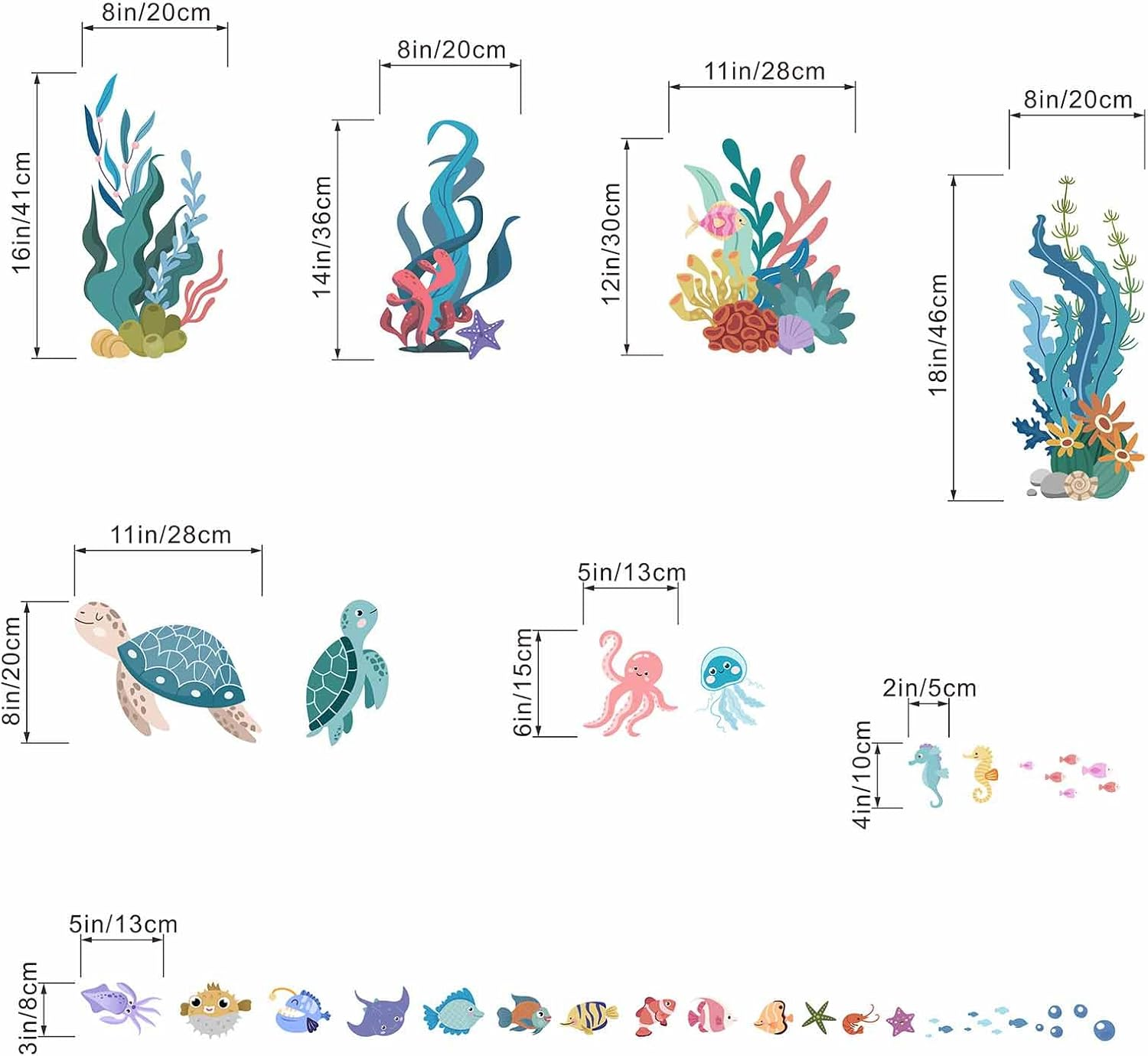 Sea Turtle Wall Decals for Kids: Peel and Stick under the Sea Wall Stickers for Baby Nursery Kid Bedroom Toddler Room - Ages 1-12 Years Vinyl Decor image number 3