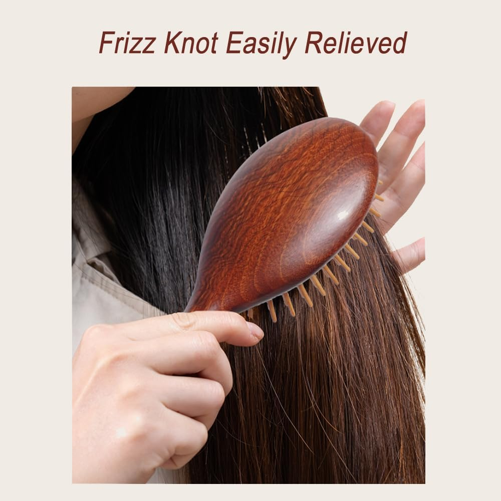 Hair Brush Wooden, Sandalwood Air Cushion Combs Eco Friendly for Scalp Massage -Anti-Static, No Hair Tangle image number 3