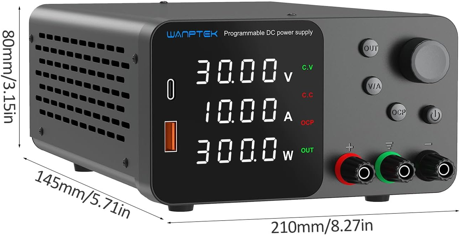 Domary Variable DC Power Supply 30V 10A Bench Power Supply with 4-Digits LED Display Adjustable Switching Power Supply with Encoder Adjustment Knob Output Enable/Disable Button image number 2