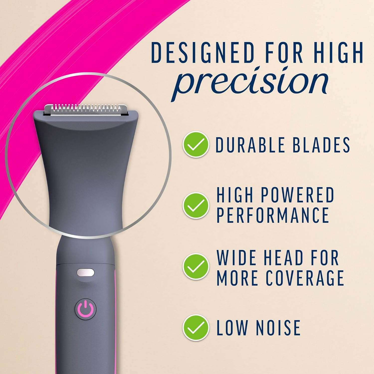 Veet Expert Electronic All-In-One Trimmer for Women, Hair Removal Device for Intimate Area, Face and Eyebrows, Multifunctional Trimmer with USB Charging, Rechargeable, Waterproof image number 5