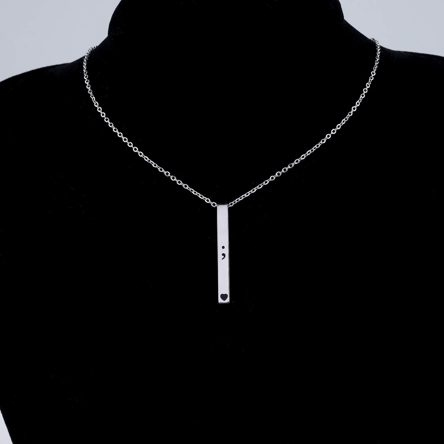 POTIY Semicolon Necklace Suicide Awareness Semicolon Gift My Story Isn'T over yet Depression Suicide Mental Health Awareness Semicolon Inspirational Jewelry