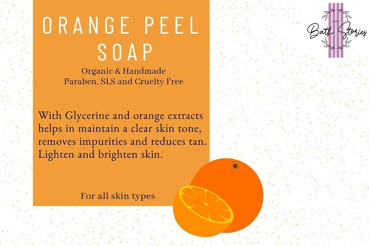 The Bath Stories Organic Handmade Orange Peel Bath Soap 65 Gms X 2 (Pack of 2) image number 1