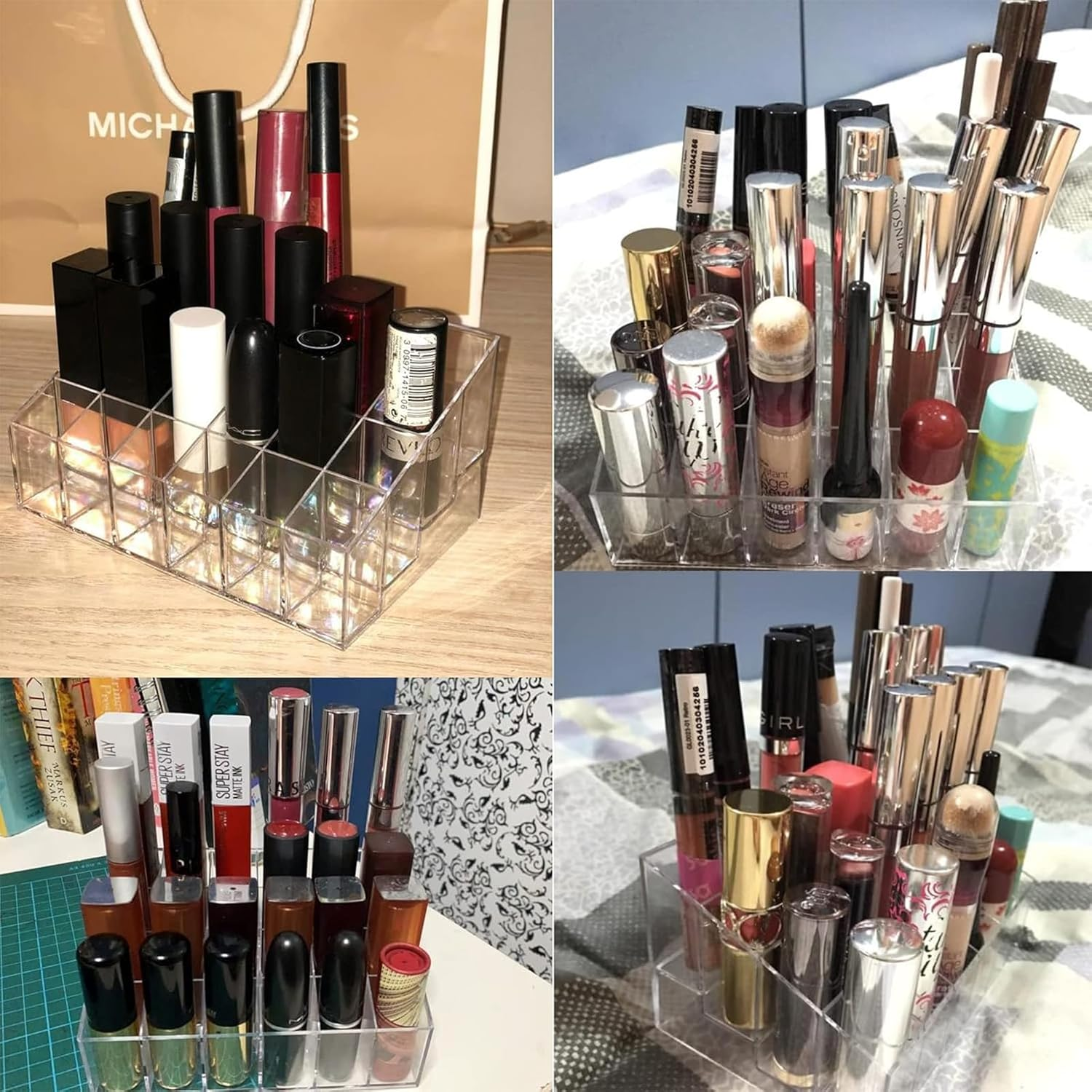 Tecbeauty Lipstick Holder, 24 Slots Clear Lipstick Organizer Acrylic Lipgloss Storage Display, Small image number 4