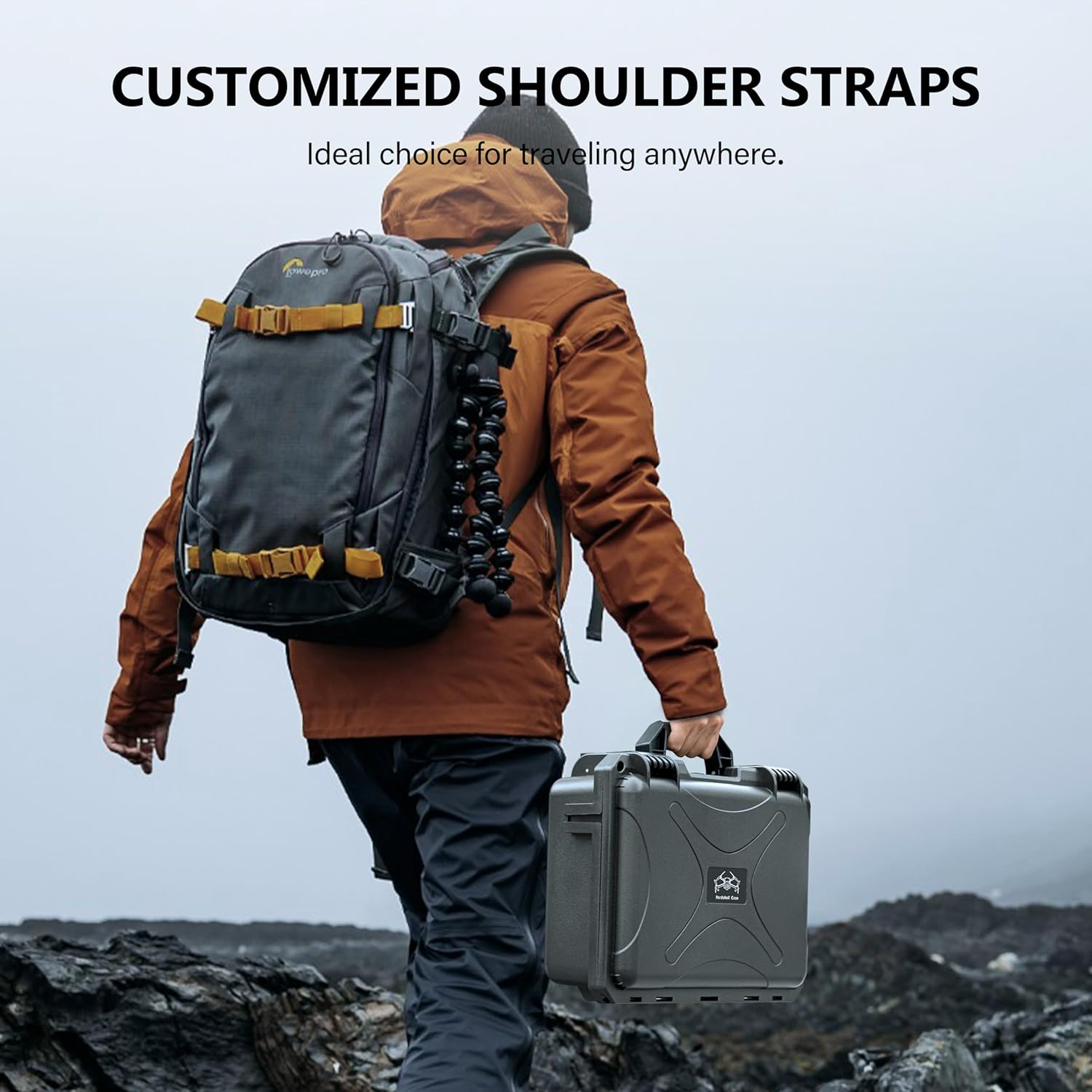 STARTRC Dual Layer Hard Case for DJI Mini 4 Pro Waterproof Drone Carrying Case for DJI Mini 4 Pro 3 Accessories - Fits for RC 2/RC-N2 Controller, Battery Charger Hub - Grey image number 6