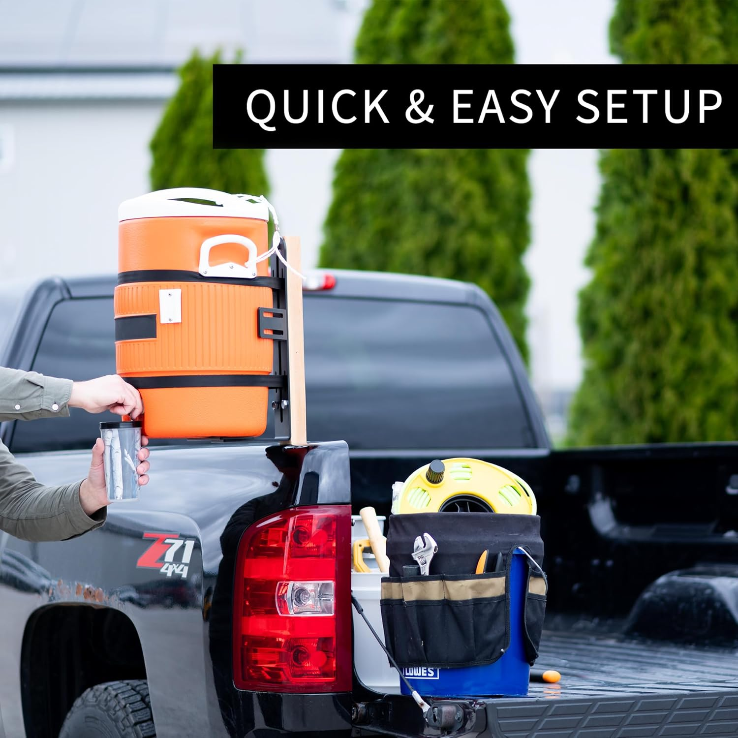 VIVO Steel Water Cooler Truck Mount, 5 Gallon Cooler and Bucket Holder, Compatible with Trailers, Trucks, Utvs, and More, Black, Mount-Wct1