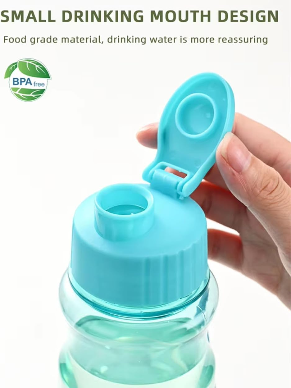 Water Bottles, 550Ml Sports Water Bottle, Shaker Bottle, Reusable Drinking Bottle with Flip Top Lids & Lanyards, Leakproof, BPA Free for Classrooms Gym Outdoor Sports Travel image number 5