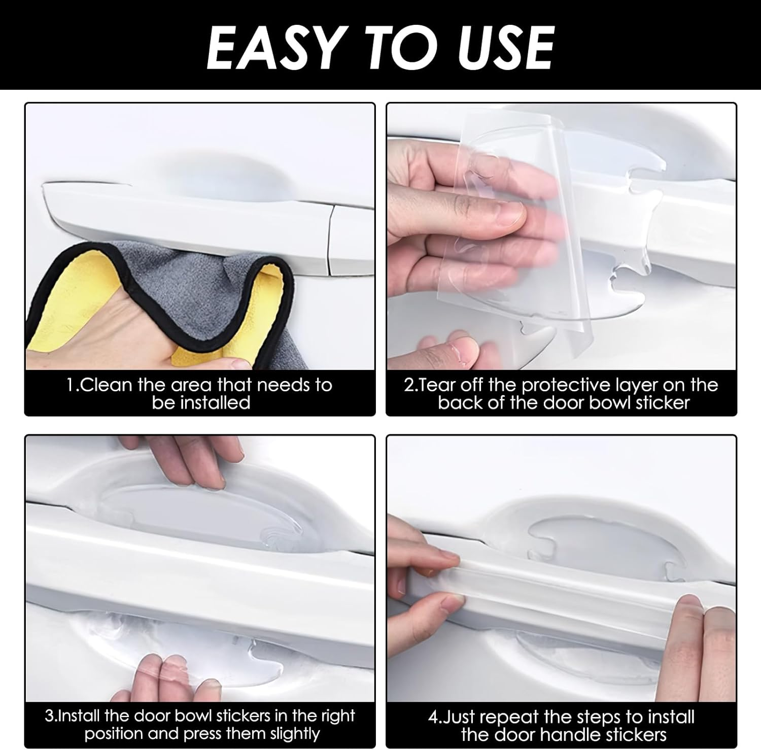 8 Pcs Invisible Car Door Handle Protectors, Transparent Waterproof PVC Cup Protector, Scratch Resistant Stickers to Shield Paint from Dents & Daily Wear for Most image number 5