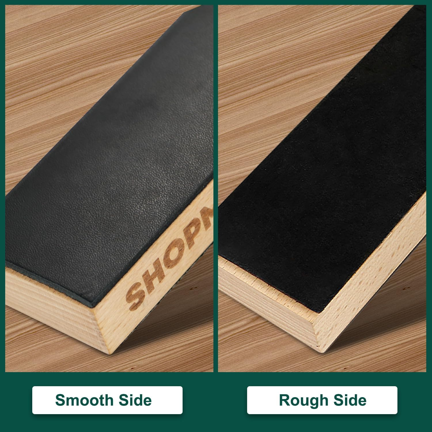 Necomi Double-Sided Leather Strop (Genuine Cowhide)- 14.6 ''X 2'' Sharpening Block Set with Polish & Clip, Stropping Leather Knife Sharpener with Ergonomic Handle, Stropping Kit image number 1