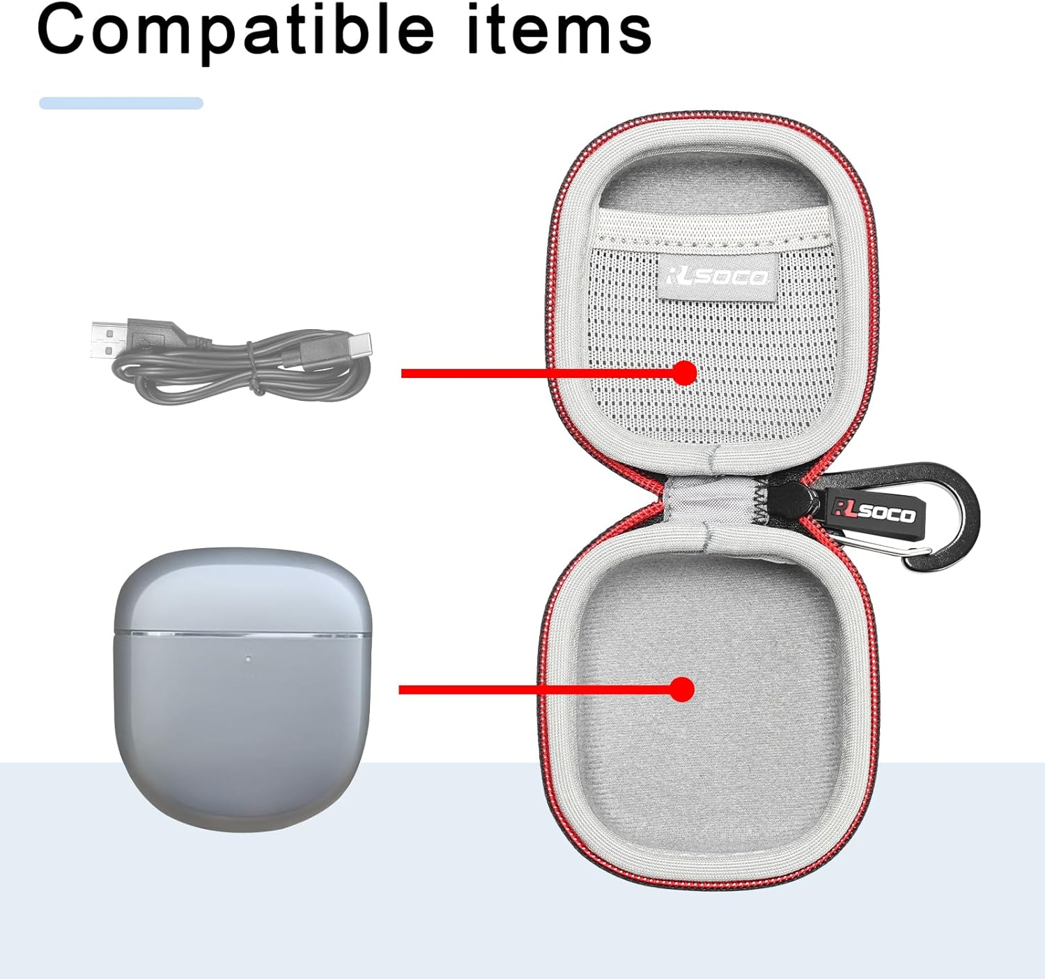 RLSOCO Case for Bose Quietcomfort Ultra 2/Ultra/Earbuds II Wireless Noise Cancelling In-Ear Earbuds, Protective Case Cover, Dust- and Water-Resistant - Black (Case Only) - Black image number 2