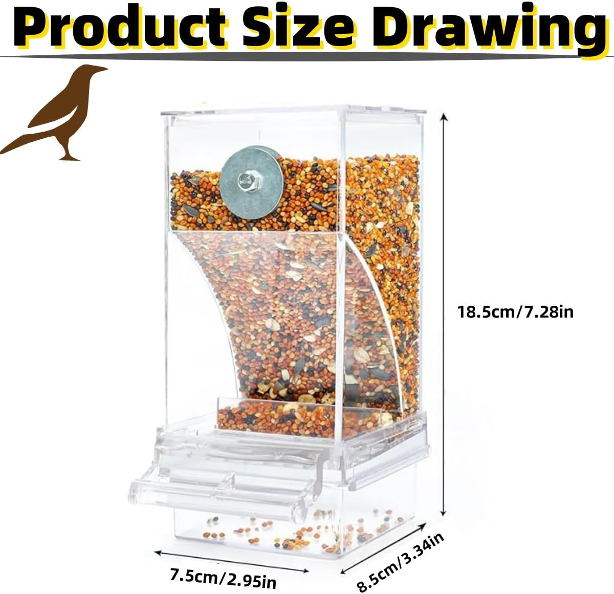 Free Bird Cage Feeders, Automatic Bird Feeders, Clear Acrylic Seed Food Container Cage Accessories, Small Bird Feeders image number 4