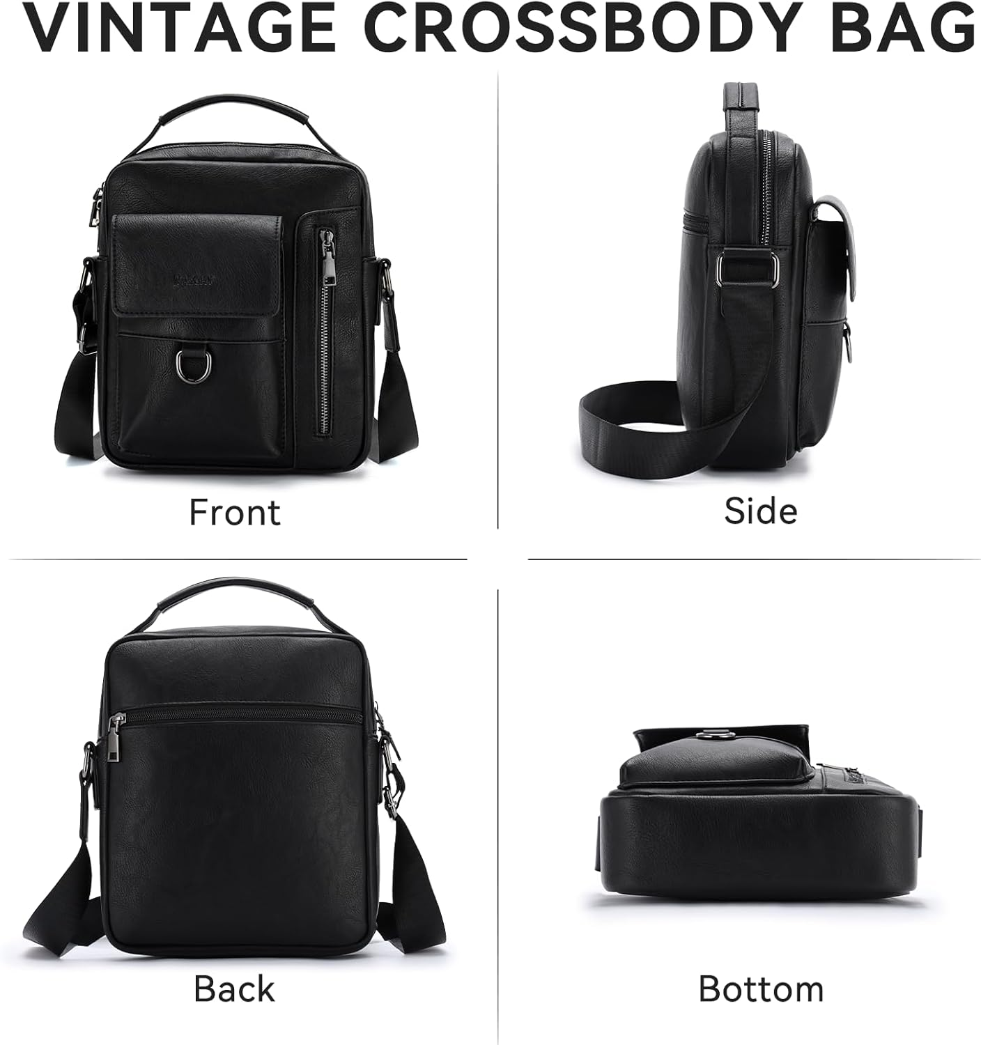 VASCHY Messenger Bag for Men, Vintage Small Vegan Leather Crossbody Handbag Shoulder Sling Side Bag for Casual, Work - Coffee image number 6
