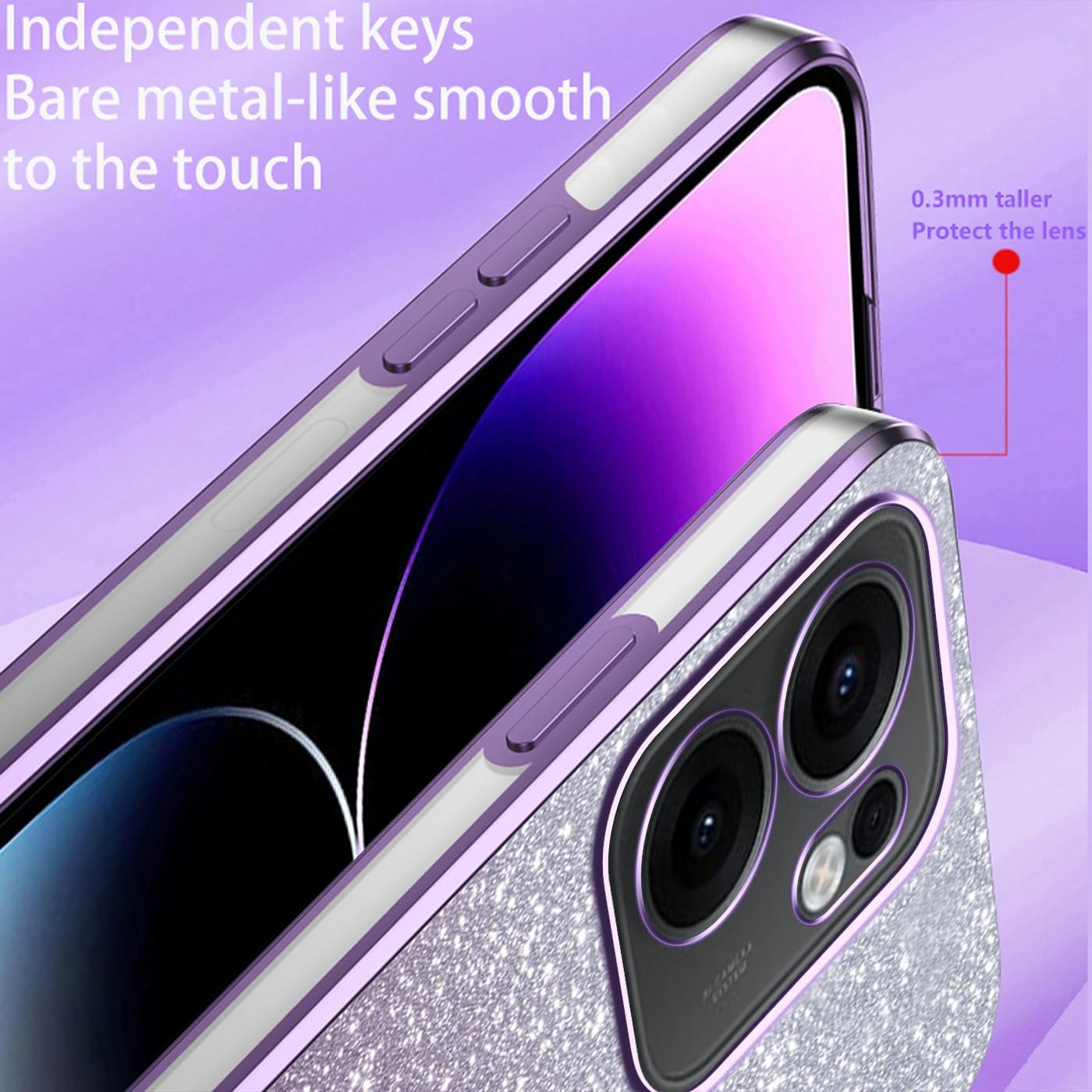 Panxcase Glitter Case for Oppo Reno 13 F 5G/4G - Transparent Glitter Girls Women Elegant Mobile Phone Case Transparent Bling Ultra Thin Shockproof Protective Case (Pink) image number 5