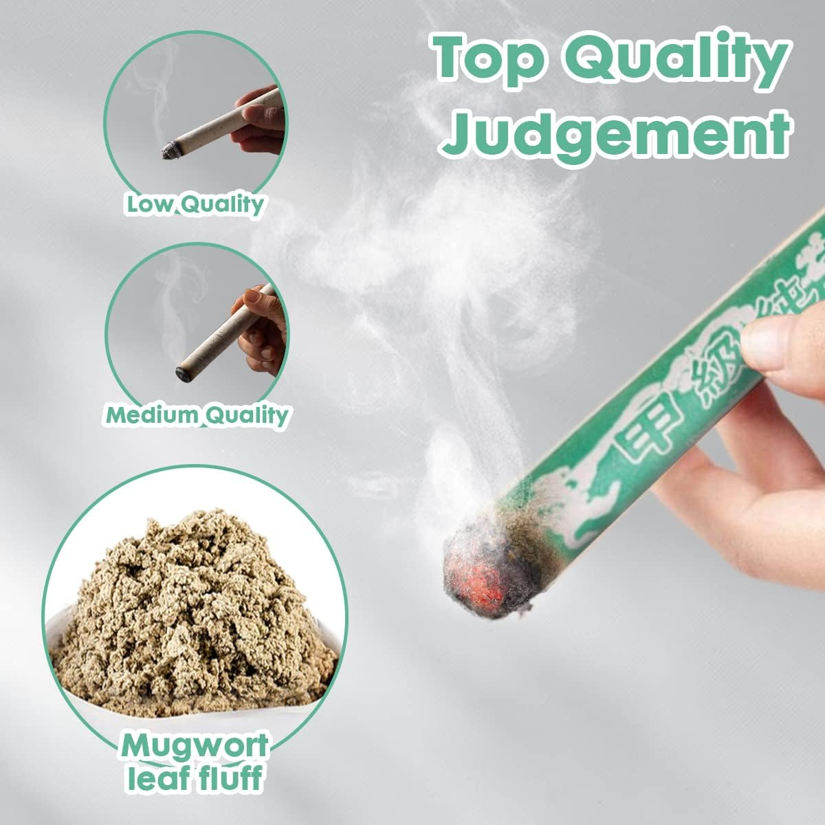 Pure Moxa Stick Wormwood Handmade Moxibustion Sticks Mugwort Blunt Rollers Accessories for Neck Waist Knee Back Acupoint Care, 艾草 艾条 艾灸条 (10) image number 1