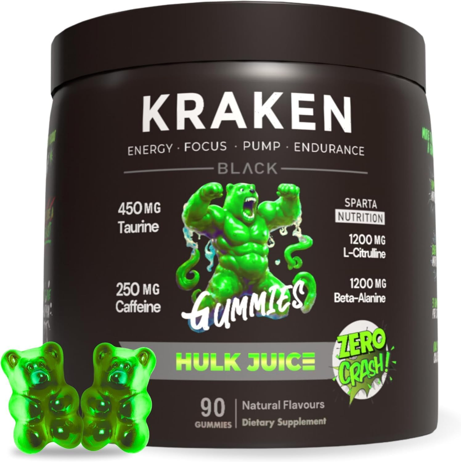 Pre Workout Gummies, Laser Focus, Muscle Pump & Volumizer, 250Mg Caffeine, 450Mg Taurine, 150Mg English Walnut Extract, 1200Mg Citrulline, 1200Mg Beta Alanine, 20 Calories image number 2