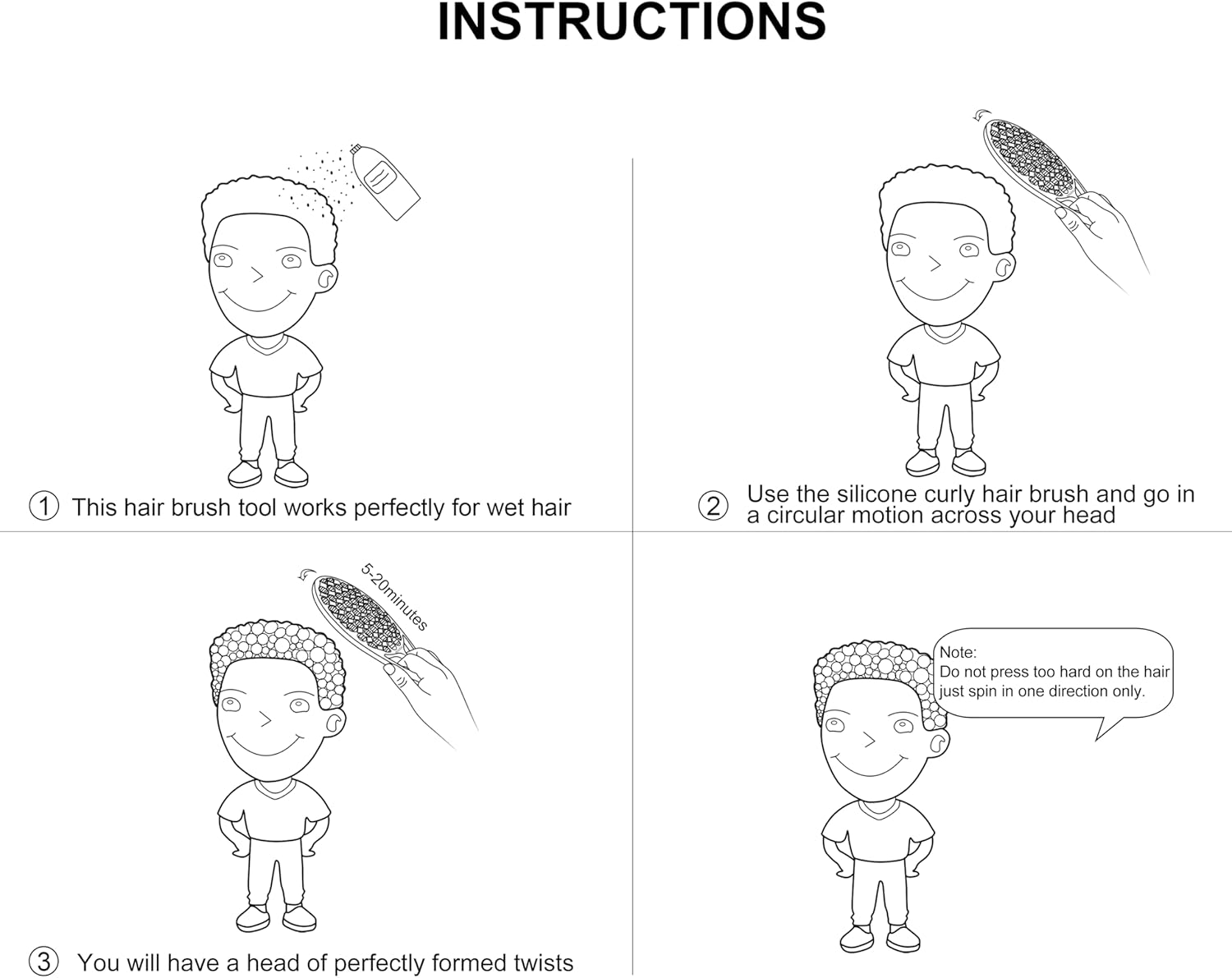 KOUPA Magic Silicone Curly Hair Brush, One Piece Twist Curl Comb for Afro Curls, Washable Hair Tool for Men Women, Black, 1 Piece image number 1