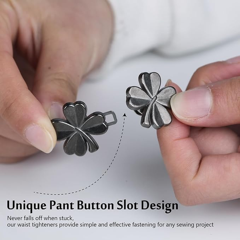 Adjustable Jeans Button 4-Pack | No-Sew Pant Waist Tightener for Loose Pants/Shorts/Denim | Zinc Alloy Detachable Clips for Weight Loss, Pregnancy & Curvy Fit (Multi-Color) image number 6