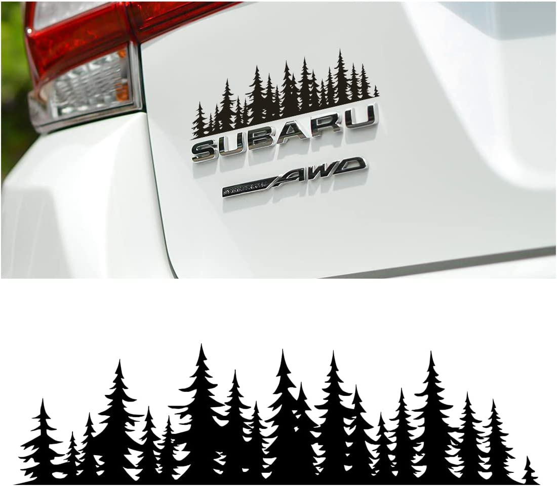 7 Inch Snow Mountain Tree Stickers for Car, Mountains Graphic Logo Decals, Premium Badge Decals for Car Trunk Tailgate Emblem, Car Decoration Accessories for Truck, SUV, Sedan (Black Mountain/1 PCS)