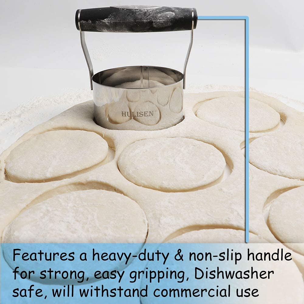 HULISEN 3 Inch Biscuit Cutter, Stainless Steel round Cookies Cutter with Soft Grip Handle, Gift Package image number 5