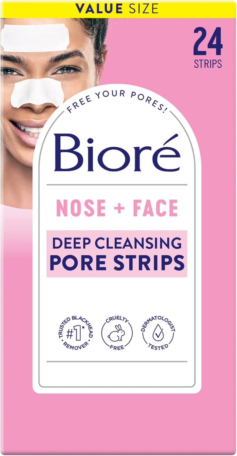 Bior&eacute; Nose+Face Blackhead Remover Pore Strips, 12 Nose + 12 Face Strips for Chin or Forehead, Deep Cleansing with Instant Blackhead Removal and Pore Unclogging, Non-Comedogenic Use, 24 Ct Value Size image number 3