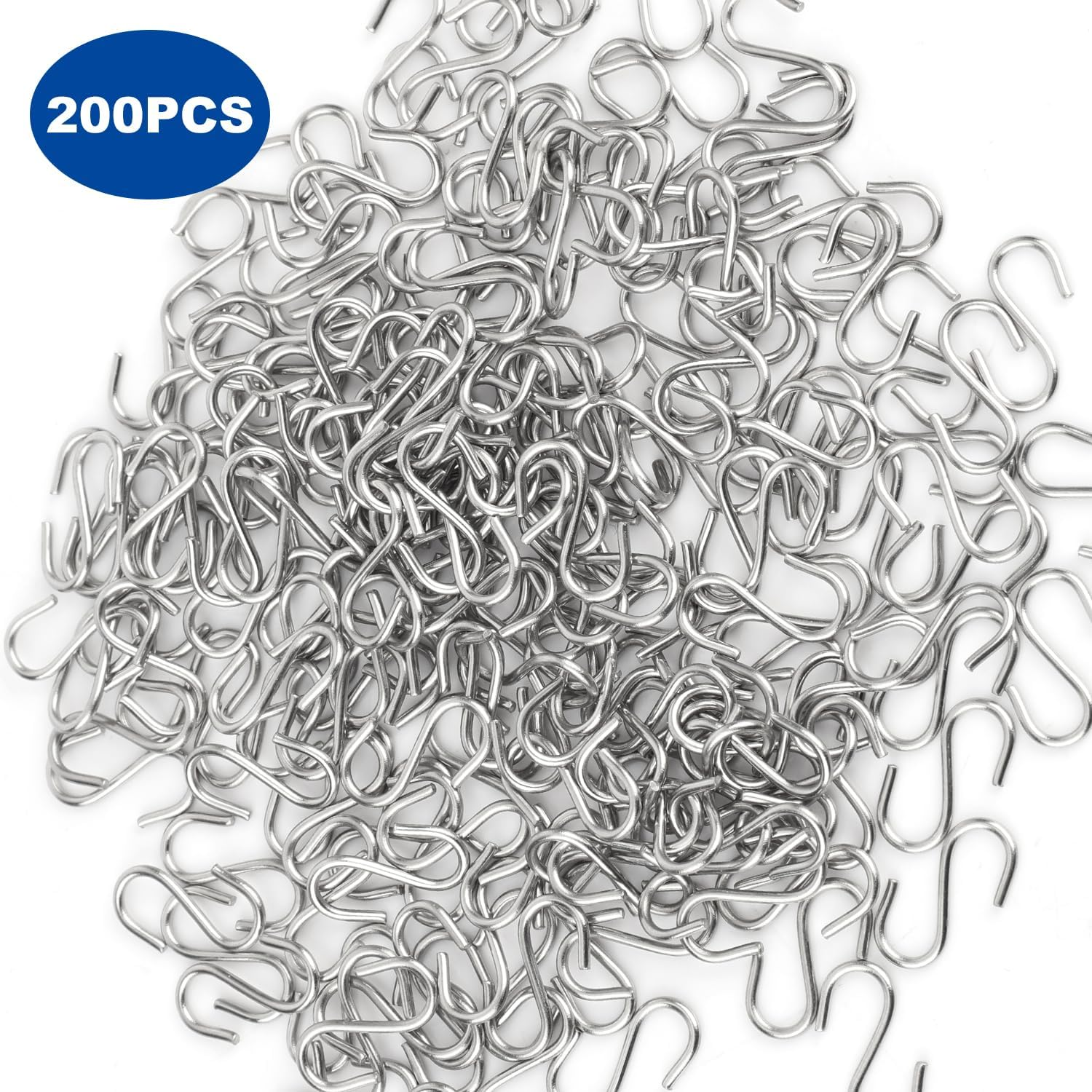 200Pcs Mini S Hooks for Hanging, 1/2 Inch Stainless Steel Tiny Miniature Ornament Hooks Metal Wire Small S-Shaped Hangers Connectors for Jewelry Making DIY Craft Keychain (Silver) image number 4
