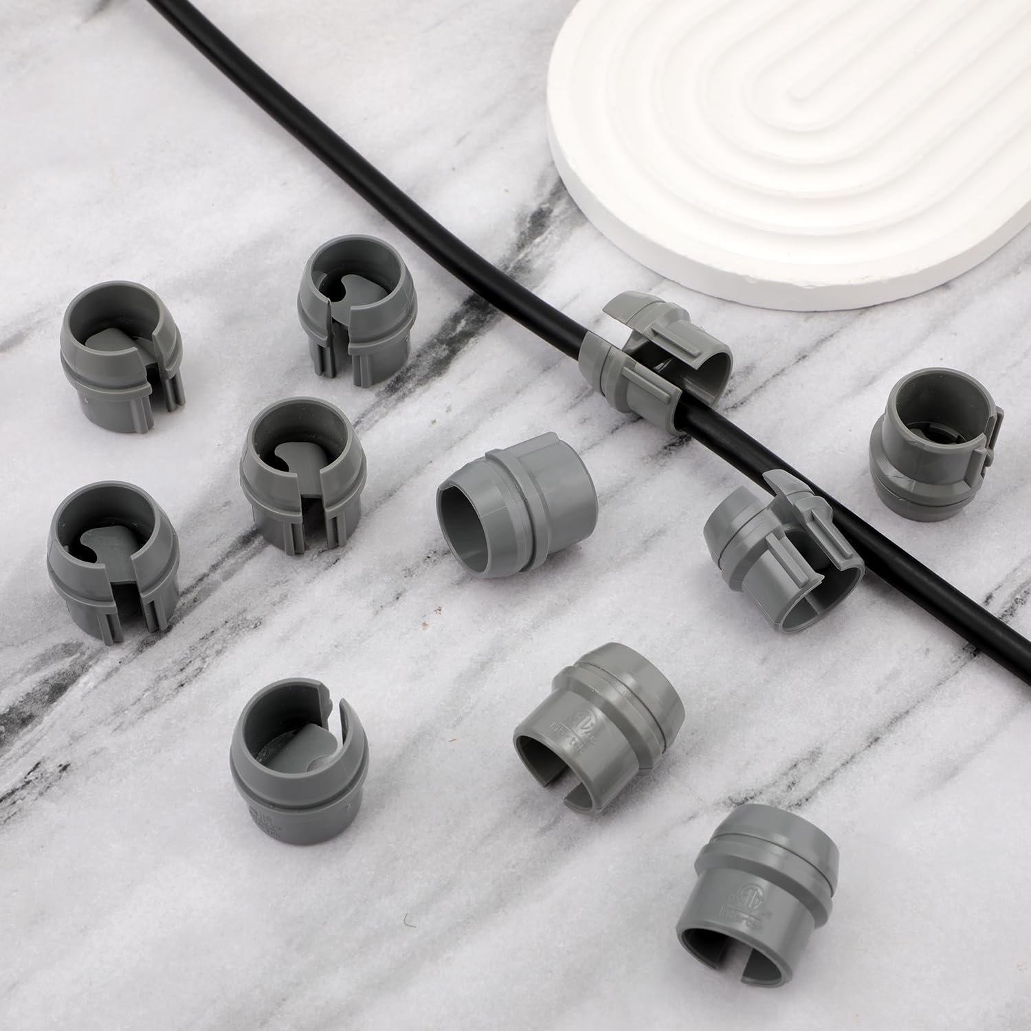 60Pcs Non-Metallic Cable Connectors, 1/2 Inch Snap Style Installation Single Cable 14/2-10/3 AWG, Two Electrical Cables 14/2-12/2-14/3 AWG, ETL Certified image number 4