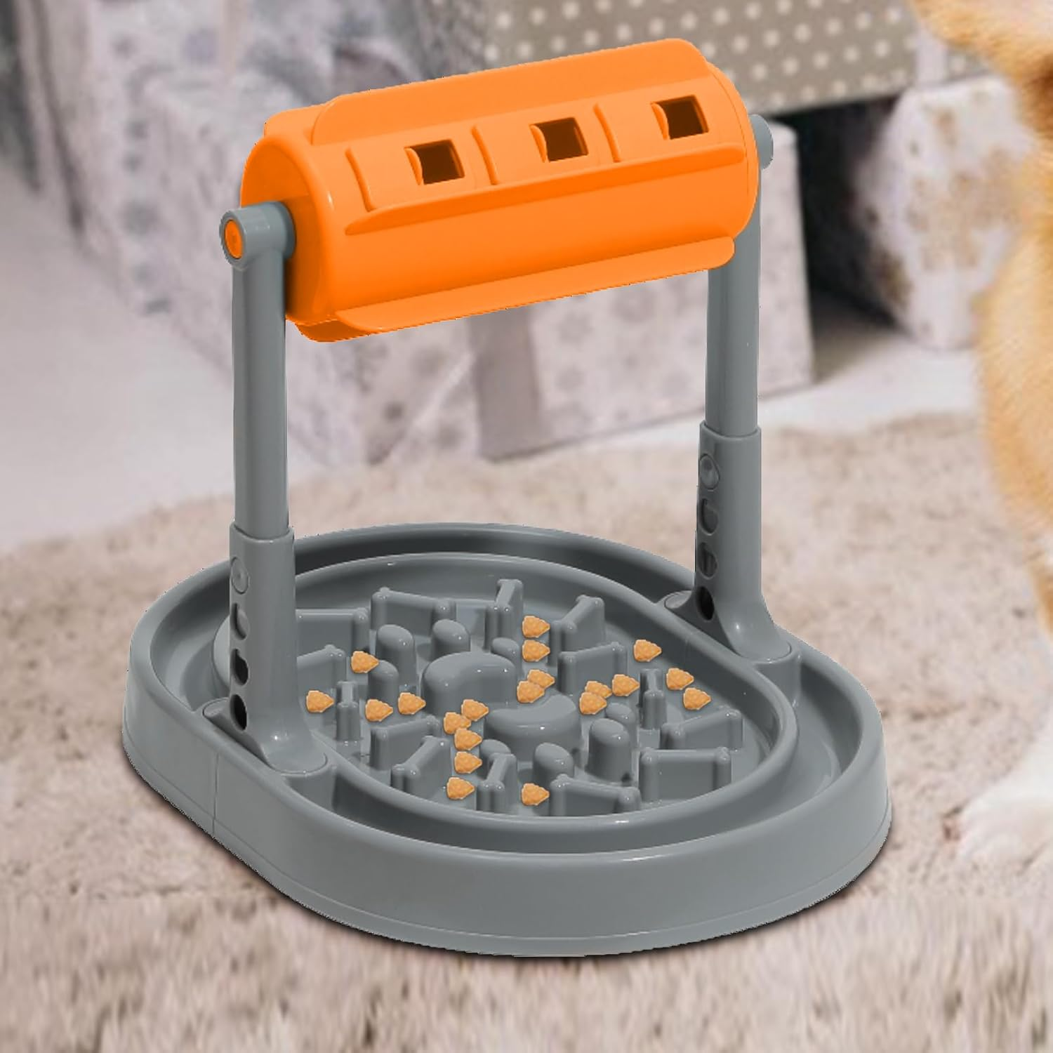 Pet Rolling Slow Feeder | Interactive Puzzle Toy,Adjustable Dog and Cat Food Bowl Slow Food Toys for Pets, Kitten, Dog, Cats image number 1