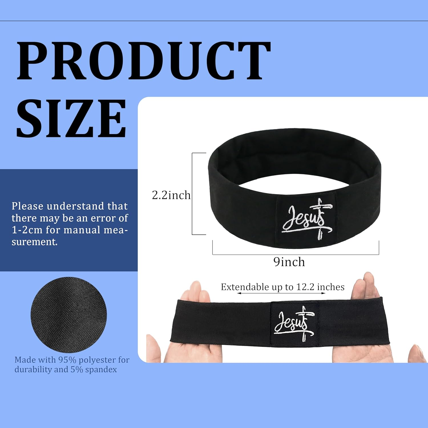 Daily Bible Verse Headbands for Women Non Slip,Soft Cloth Fabric Hair Bands with Nfc,Elastic Inspirational Christian Religious Hair Warp for Workout Yoga Running, Black - Black-A image number 2